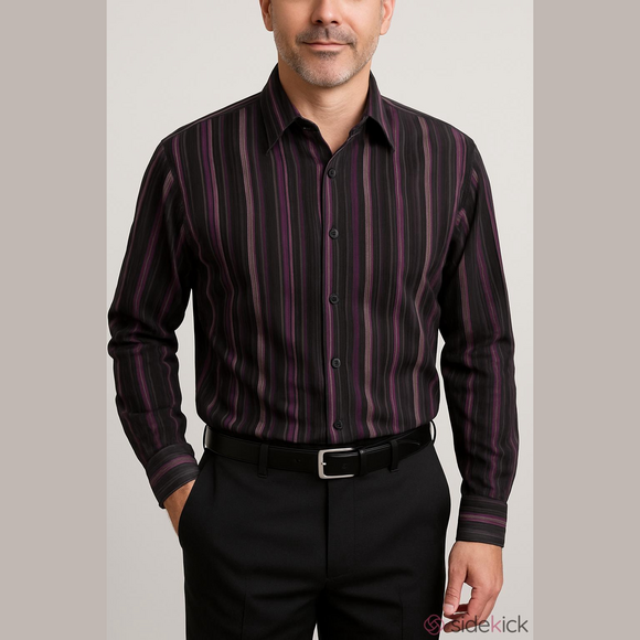 Axcess Purple Pinstripe Long Sleeve Dress Shirt - Picture 3 of 8
